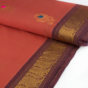 Handloom Zari – Rust Brown Peacock