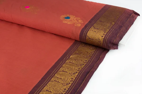 Handloom Zari – Rust Brown Peacock
