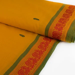 Handloom Zari – Mustard Yellow and Red Peacock