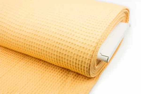 Organic waffle pique large pattern - papaya