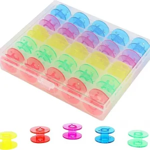 Jasol 25pcs Plastic Sewing Machine Bobbins with Plastic Case