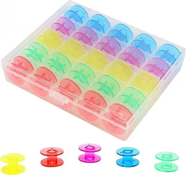 Jasol 25pcs Plastic Sewing Machine Bobbins with Plastic Case