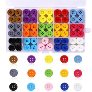 HASTHIP Round Resin Sewing Buttons for Clothes 300 Pcs 15mm