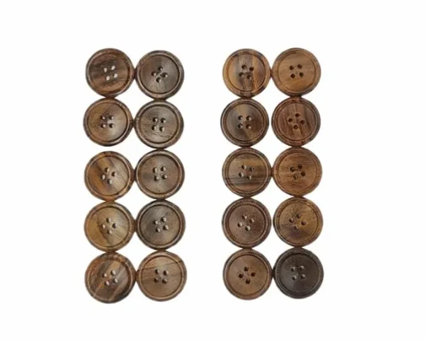 Ekta Enterprise Natural Coffee Brown Dark Wooden Button 20 Pcs 25 mm