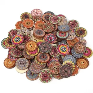 EASTHILL Butterfly Shape Wooden Buttons 100 Pcs